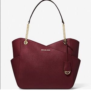 MICHAEL KORS Jet Set Large Saffiano Leather Shoulder Bag - Merlot